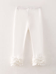 White Milk Silk Ruffled Solid Color Pants