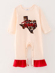 4 piece Baby Girl Autumn /Winter Letter Leopard O-neck Ruffle Romper Set