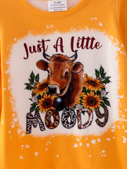 4 piece Baby Girl Autumn /Winter Letter Leopard O-neck Ruffle Romper Set