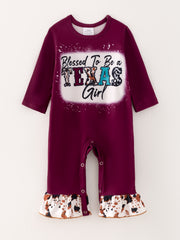 4 piece Baby Girl Autumn /Winter Letter Leopard O-neck Ruffle Romper Set