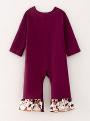 4 piece Baby Girl Autumn /Winter Letter Leopard O-neck Ruffle Romper Set