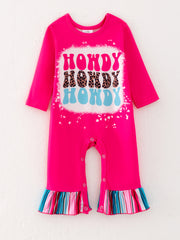 4 piece Baby Girl Autumn /Winter Letter Leopard O-neck Ruffle Romper Set