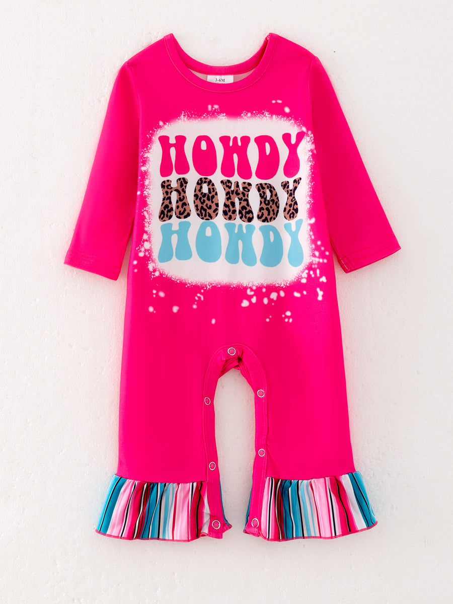 4 piece Baby Girl Autumn /Winter Letter Leopard O-neck Ruffle Romper Set