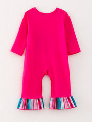 4 piece Baby Girl Autumn /Winter Letter Leopard O-neck Ruffle Romper Set