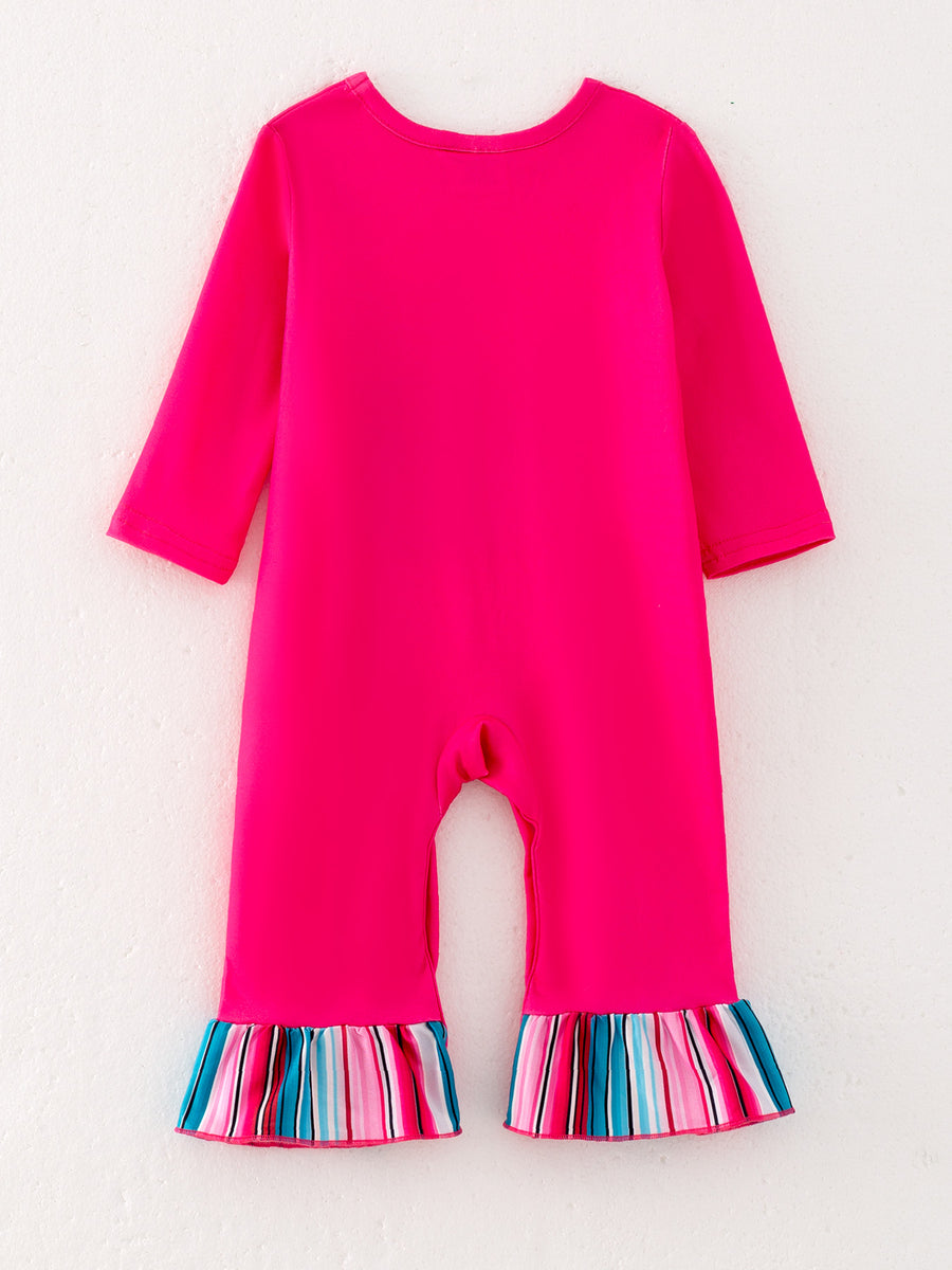 4 piece Baby Girl Autumn /Winter Letter Leopard O-neck Ruffle Romper Set