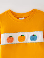 Thanksgiving  Pumpkin Chenille patches Boys Shorts Set
