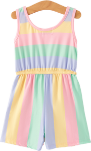 Rainbow Striped Milk Silk 3-piece Jumpsuit Set