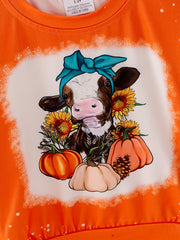 Fall Thanksgiving Halloween 4 pieces Long sleeve O-neck T-shirt