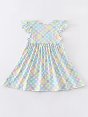 Colored Plaid Smocked Girl Dress