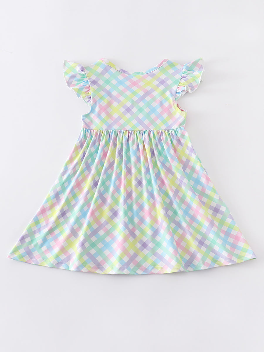 Colored Plaid Smocked Girl Dress