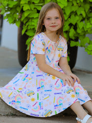 Colorful Back-to-School Delight Girls Dress