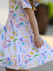 Colorful Back-to-School Delight Girls Dress