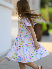 Colorful Back-to-School Delight Girls Dress