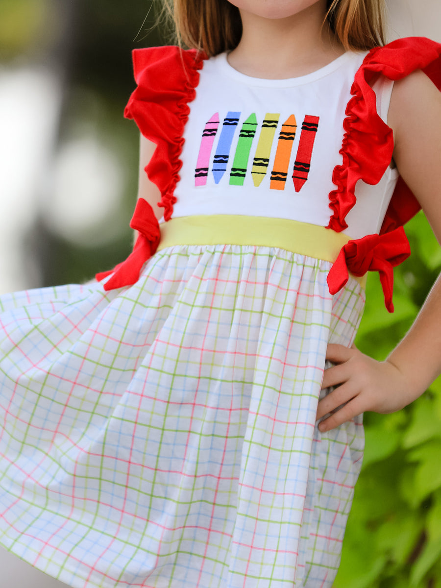 Back-To-School Embroidery Girls' Dress