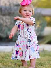 TS Print Milk Silk Short Sleeve Print Girls Dress