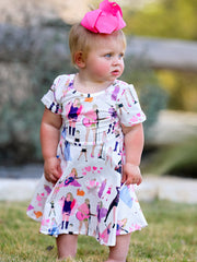TS Print Milk Silk Short Sleeve Print Girls Dress