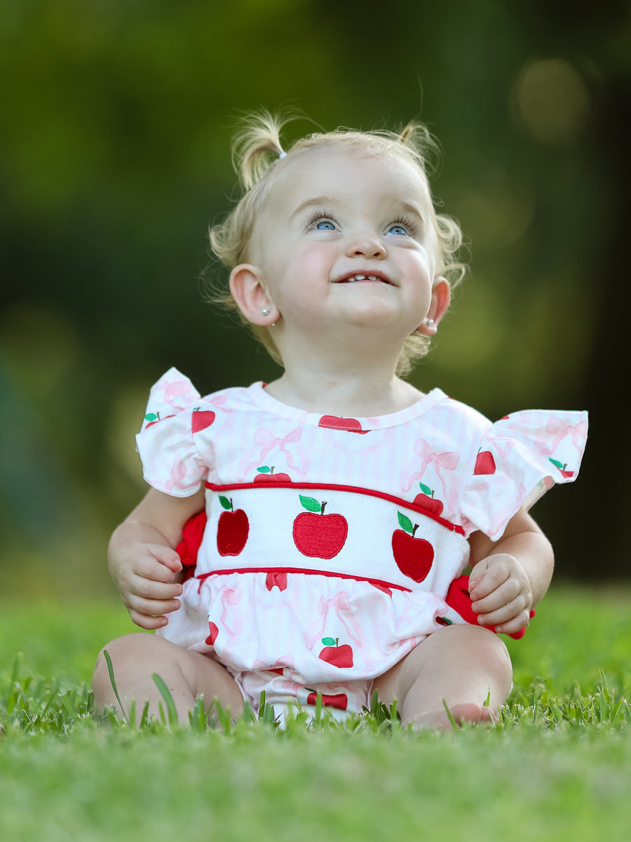 Apple Bow Girls' Romper
