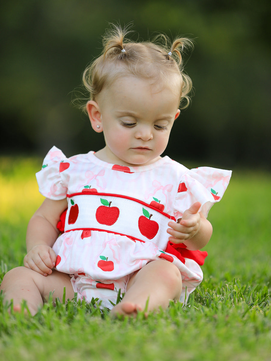 Apple Bow Girls' Romper