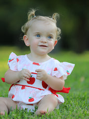 Apple Bow Girls' Romper
