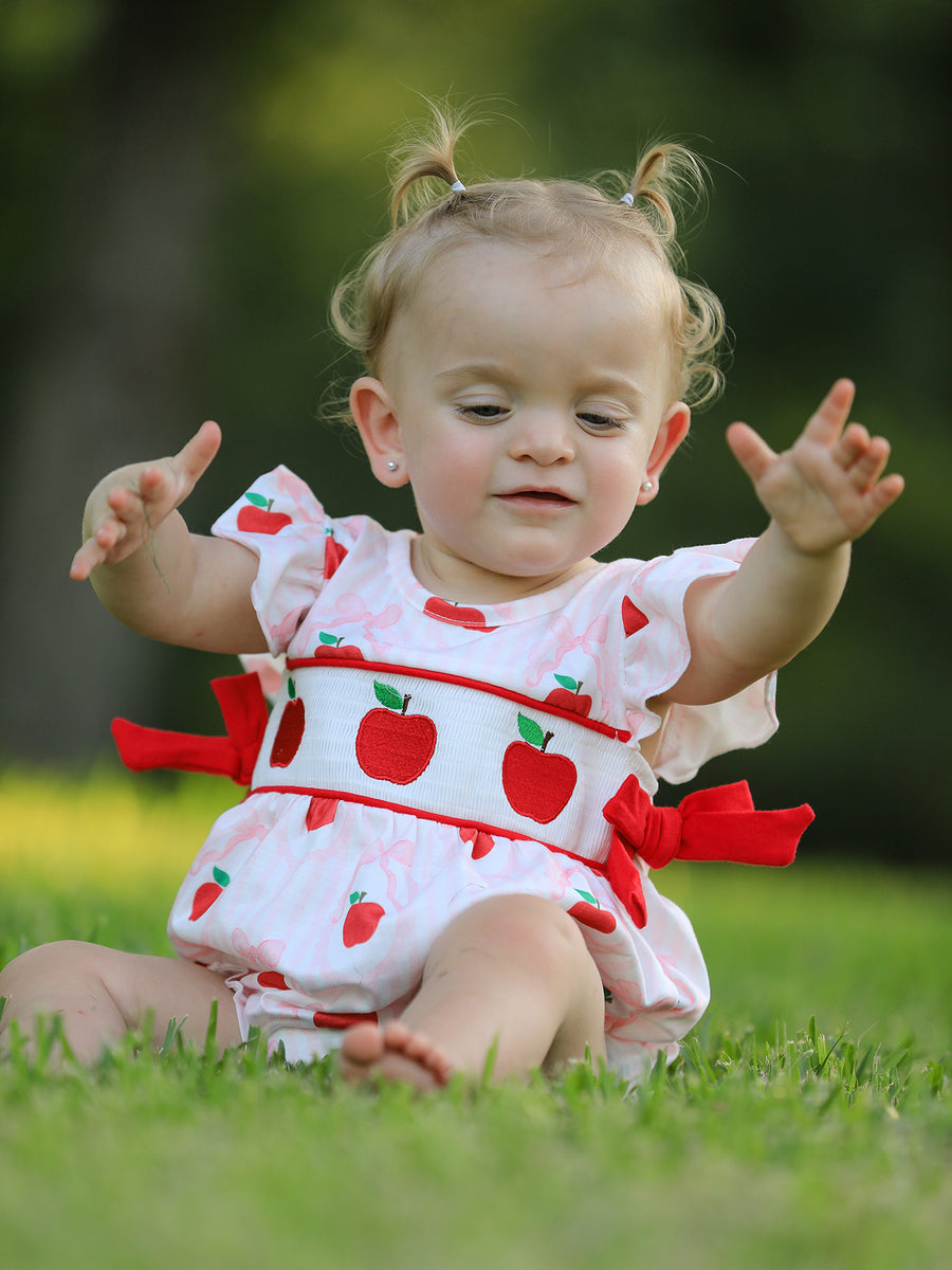 Apple Bow Girls' Romper