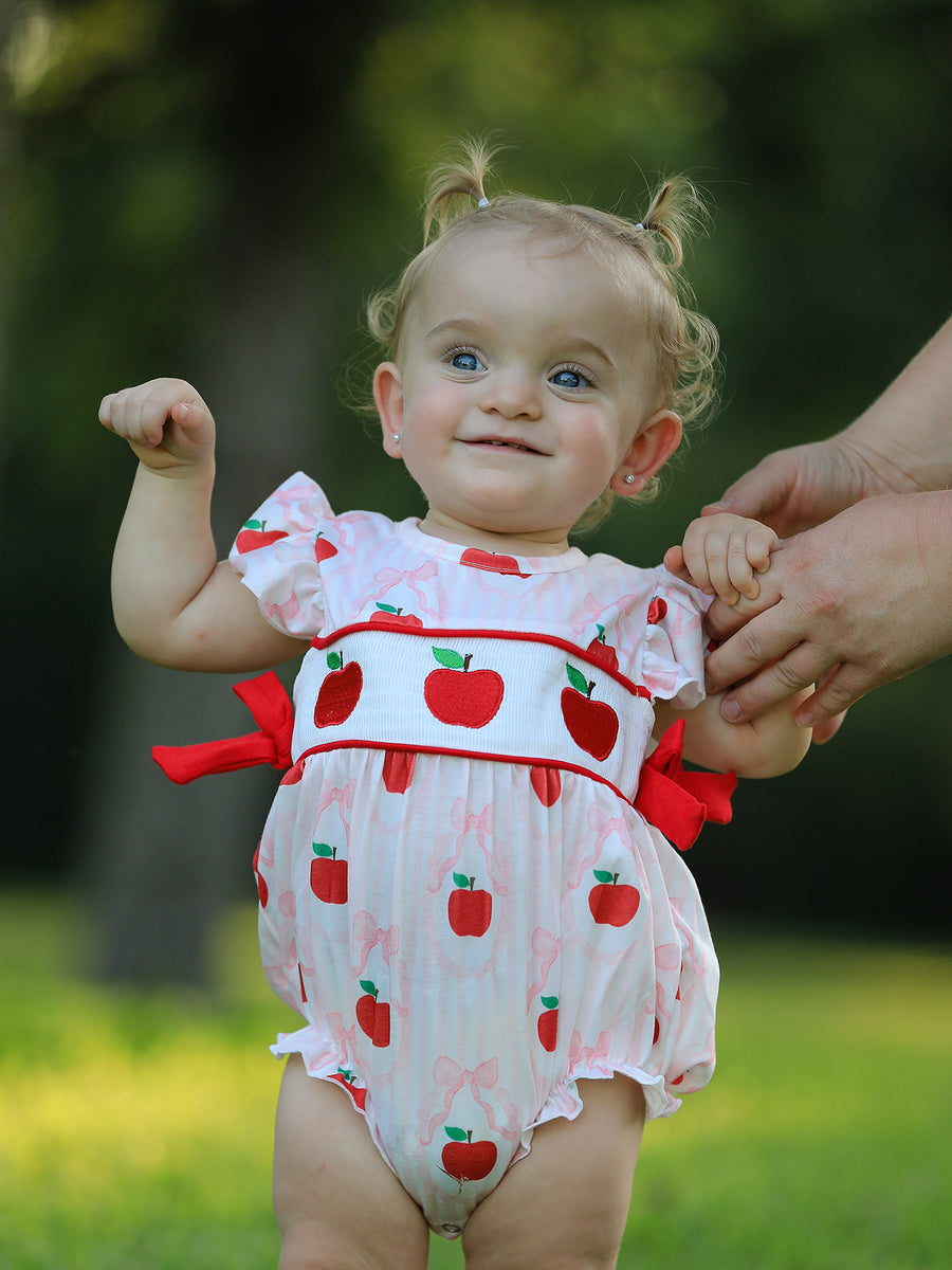 Apple Bow Girls' Romper