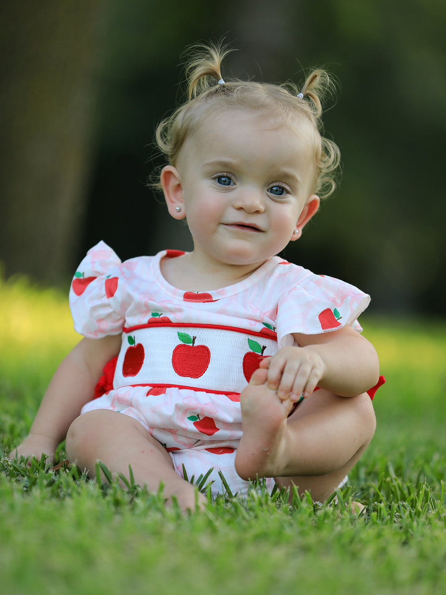 Apple Bow Girls' Romper