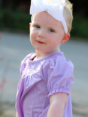 Girls Butterfly Smocking Embroidered Purple Dress