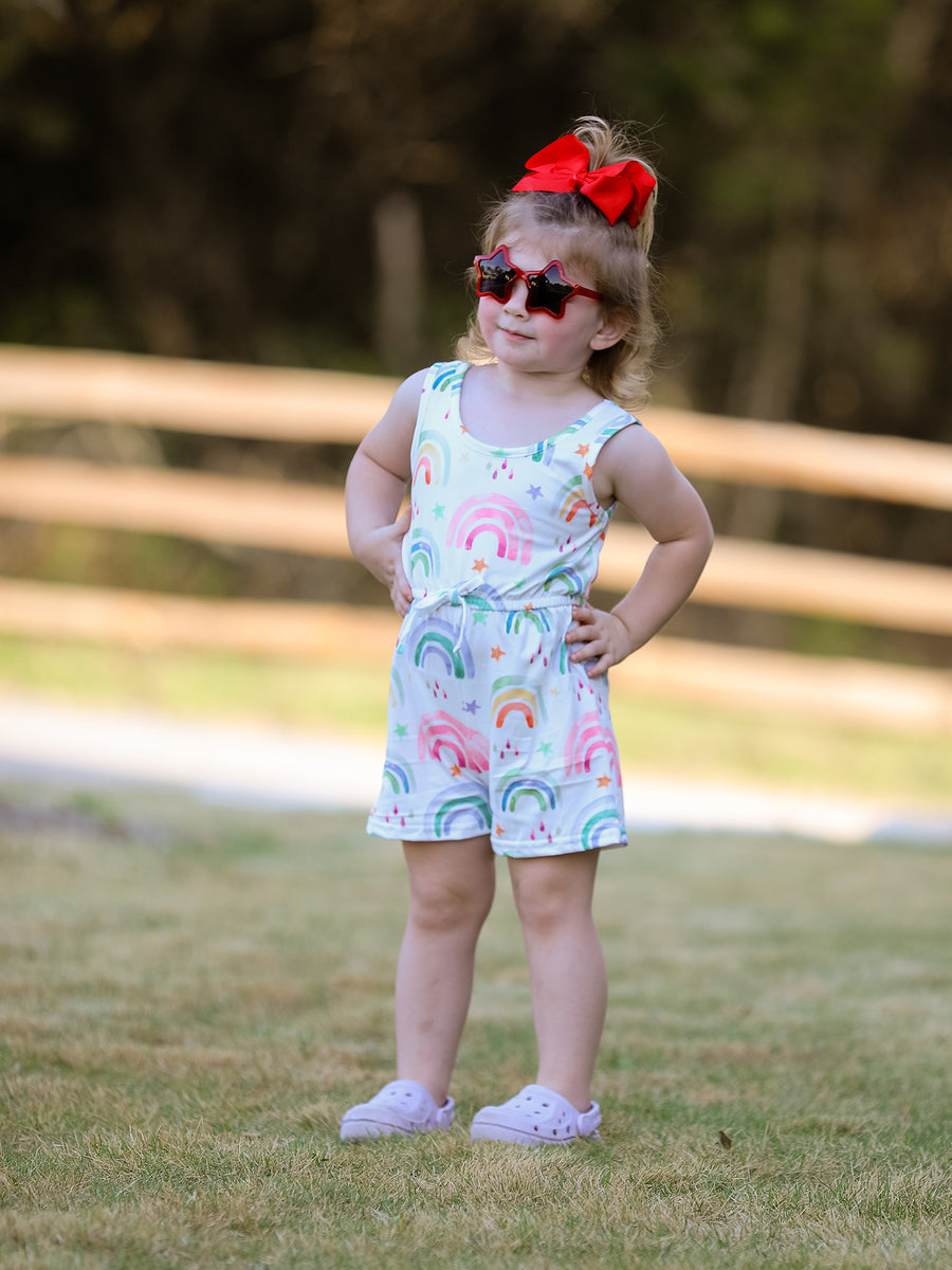 Rainbow Striped Milk Silk 3-piece Jumpsuit Set