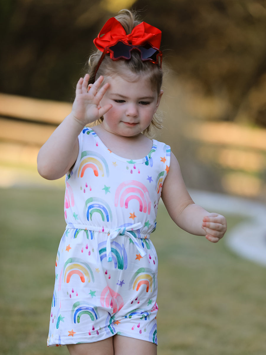 Rainbow Striped Milk Silk 3-piece Jumpsuit Set