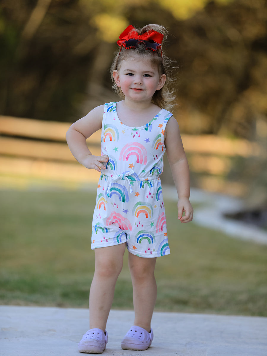 Rainbow Striped Milk Silk 3-piece Jumpsuit Set