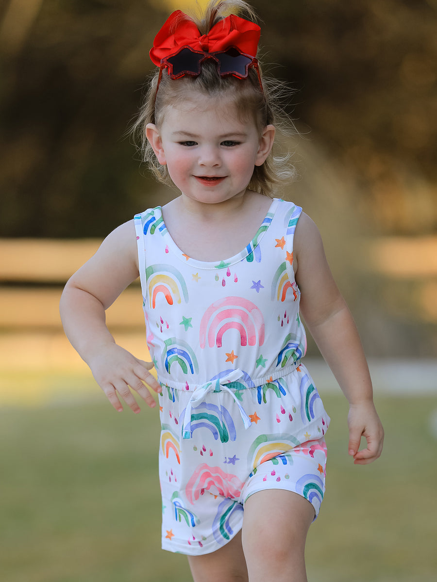 Rainbow Striped Milk Silk 3-piece Jumpsuit Set