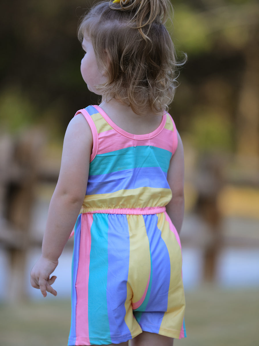 Rainbow Striped Milk Silk 3-piece Jumpsuit Set