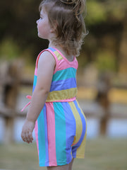 Rainbow Striped Milk Silk 3-piece Jumpsuit Set