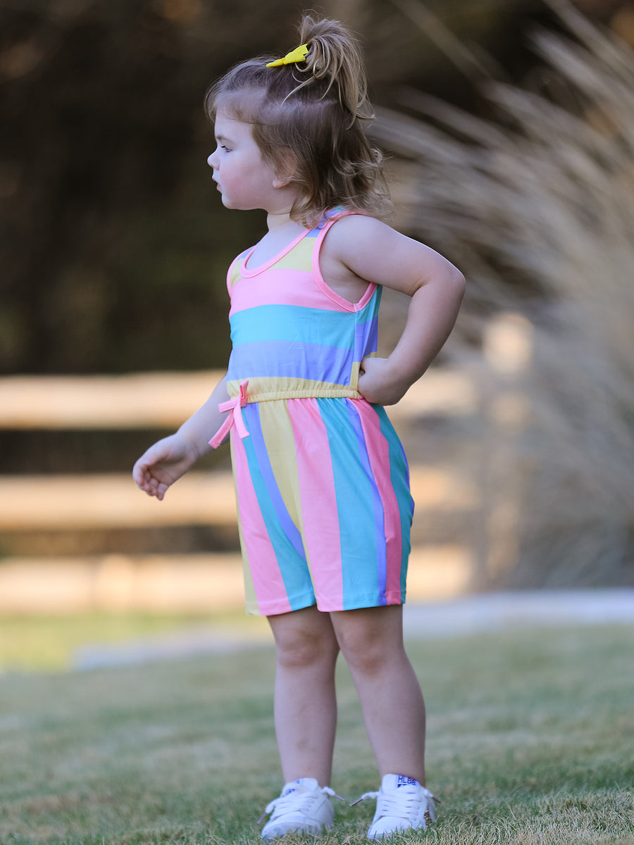 Rainbow Striped Milk Silk 3-piece Jumpsuit Set