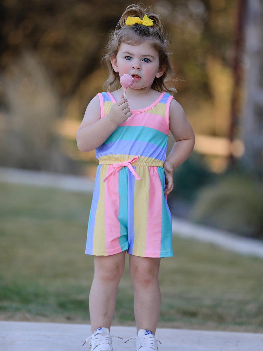 Rainbow Striped Milk Silk 3-piece Jumpsuit Set