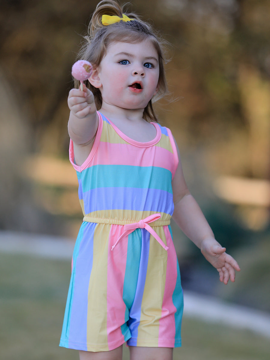 Rainbow Striped Milk Silk 3-piece Jumpsuit Set
