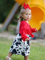 Girls Cow Print Dress