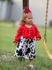 Girls Cow Print Dress