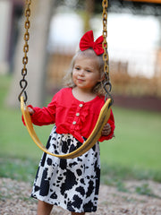 Girls Cow Print Dress