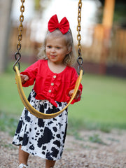 Girls Cow Print Dress
