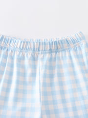 Blue Plaid Rabbit Applique Boy Set