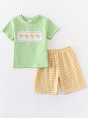 Green Chicken Applique Boy Set