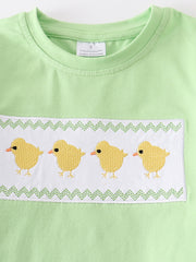Green Chicken Applique Boy Set