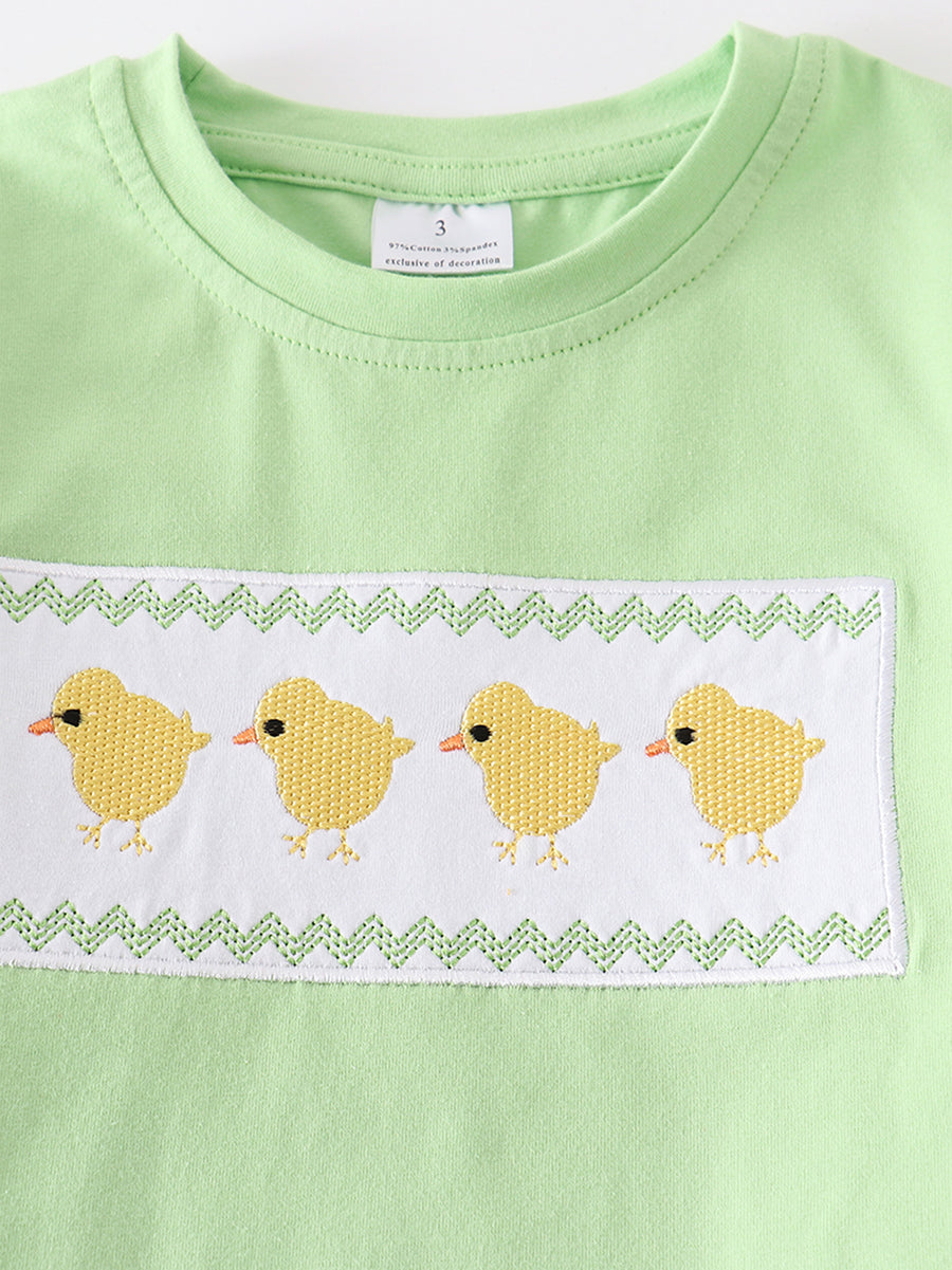 Green Chicken Applique Boy Set
