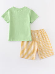 Green Chicken Applique Boy Set
