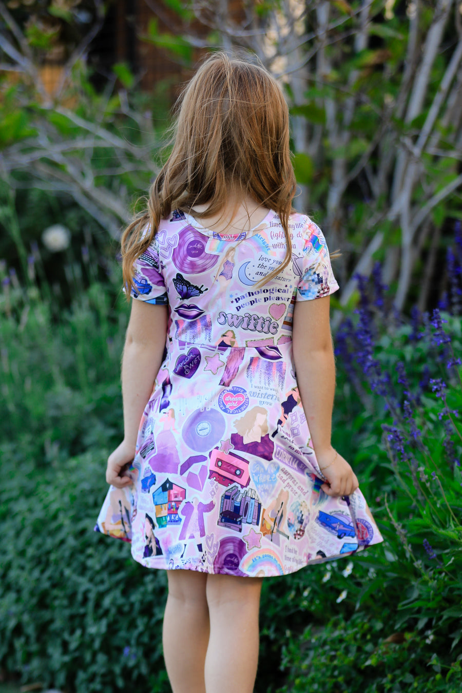 Ts lavender Twirly  Print Girls Milk Silk Dress