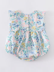 Easter Rabbit Floral Smocked Rufle Baby Romper