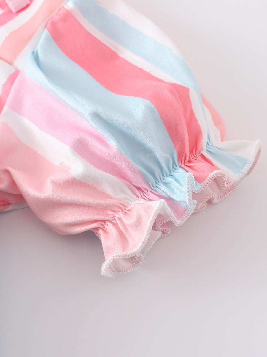 Colored Stripe Ruffle Shirt