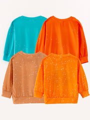 Fall Thanksgiving Halloween 4 pieces Long sleeve O-neck T-shirt