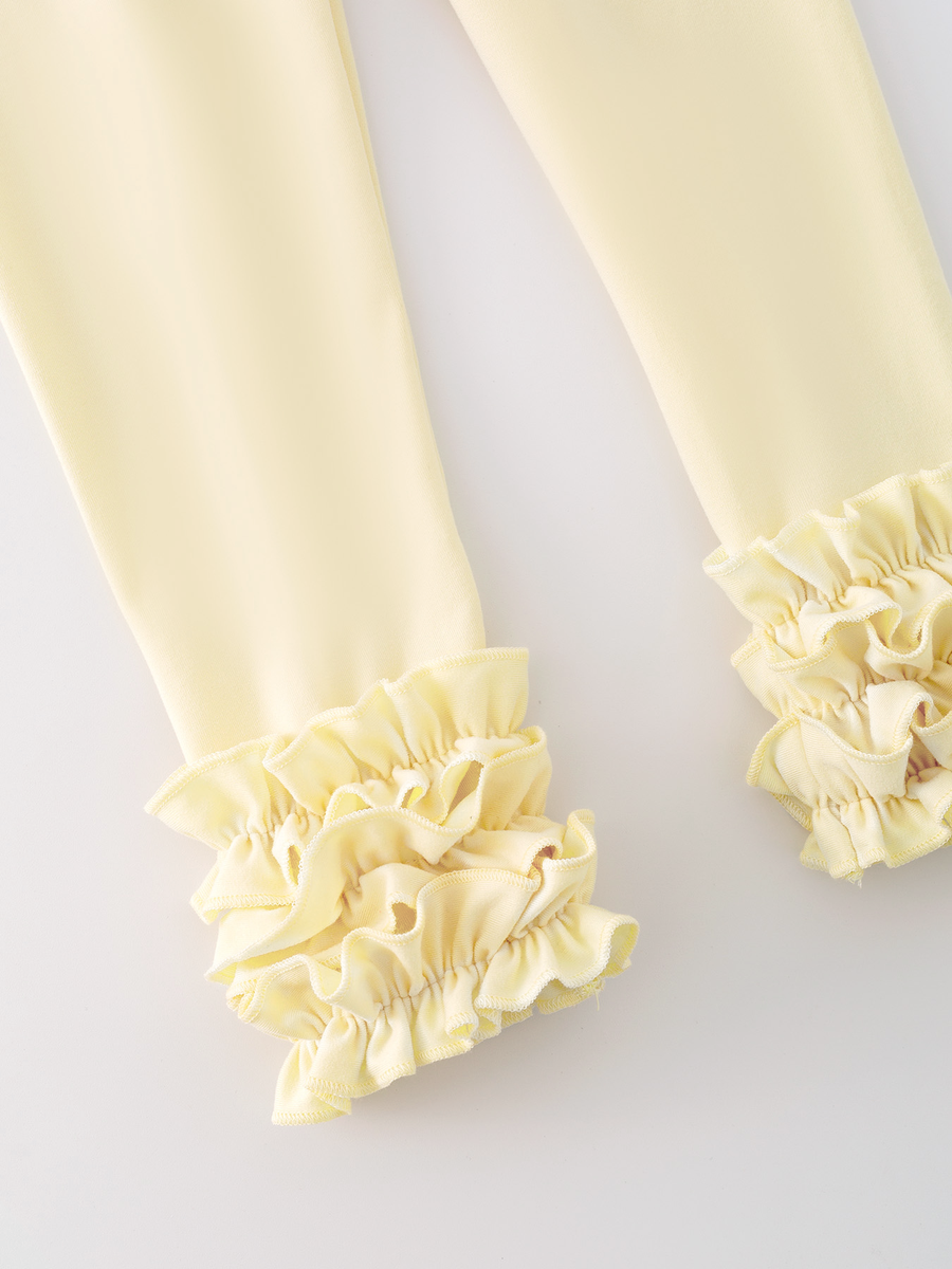 Beige Milk Silk Ruffled Solid Icing Legging
